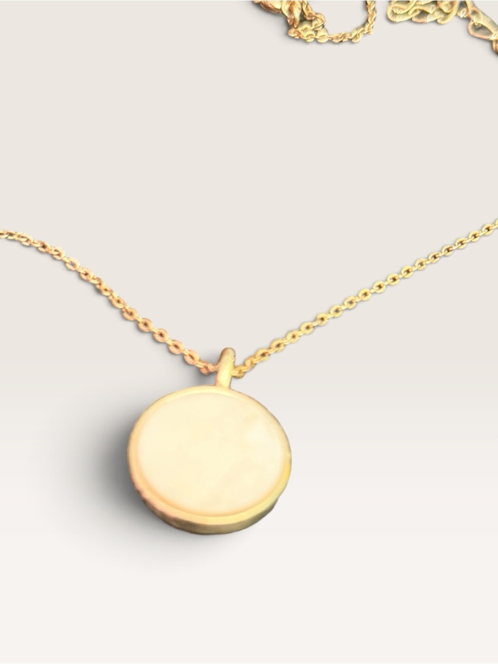 LOFT Gold Tone Engravable Round Disc Pendant Necklace Minimalist